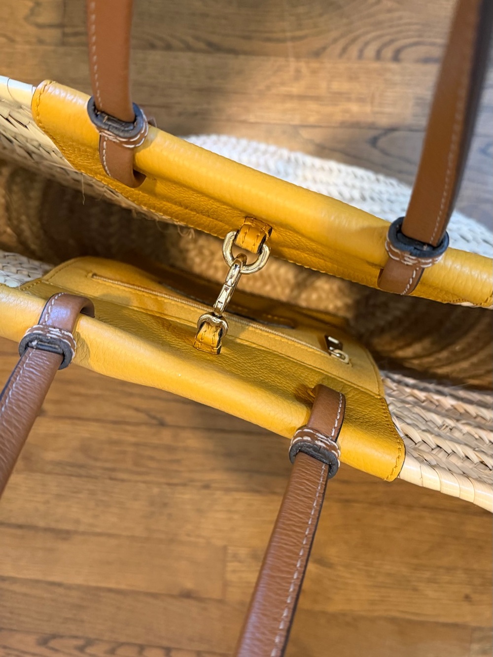 NWOT Furla Straw Tote Bag with Tan Leather Accents - Picture 4 of 8